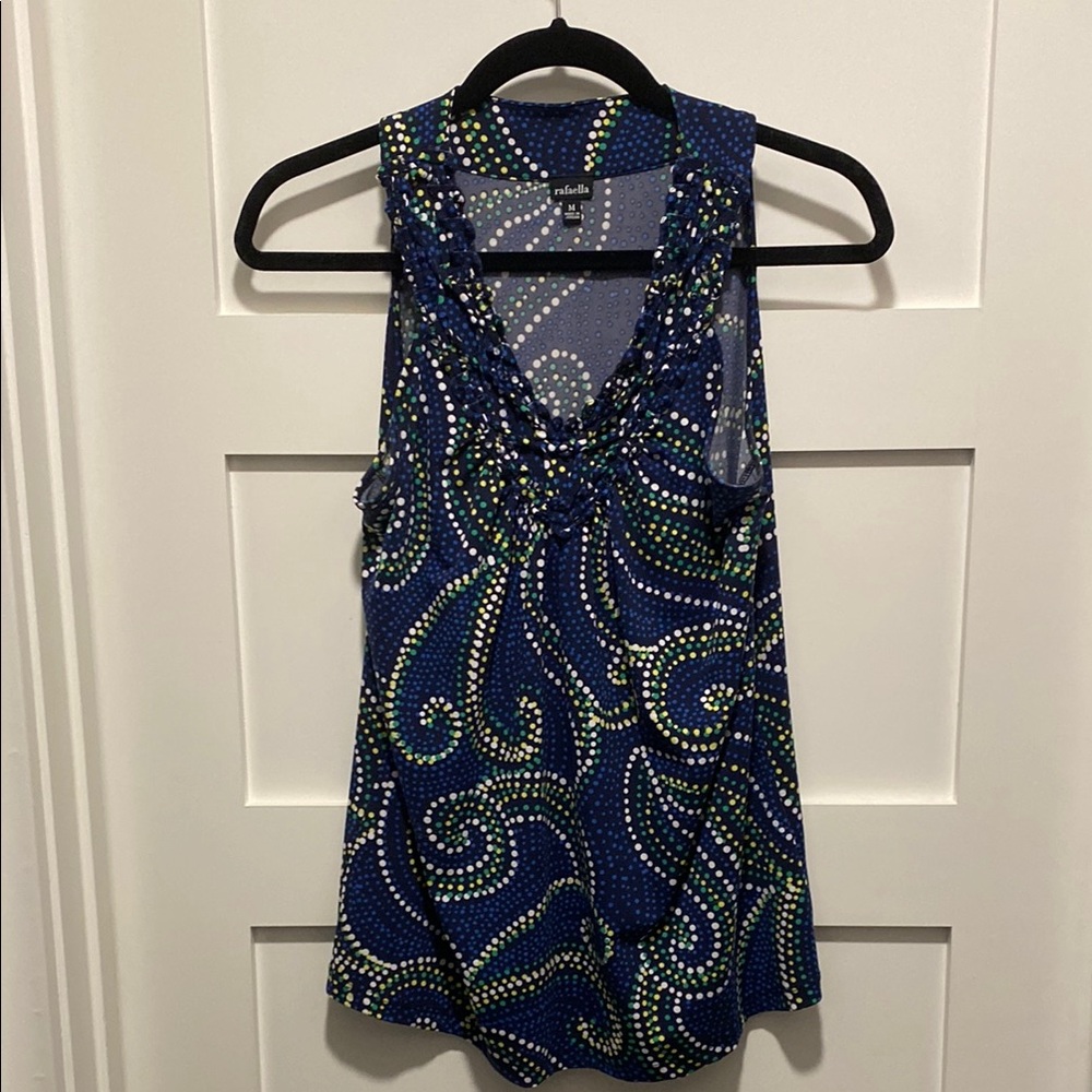 Blue Patterned Paisley Sleeveless Top